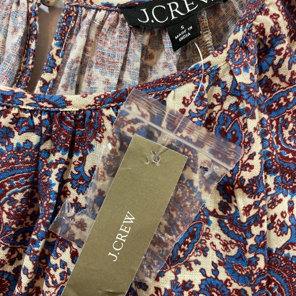 NWT J.Crew Palermo Smocked-Waist Mini Dress Floral Bouquet Linen XS $168 - Picture 4 of 8